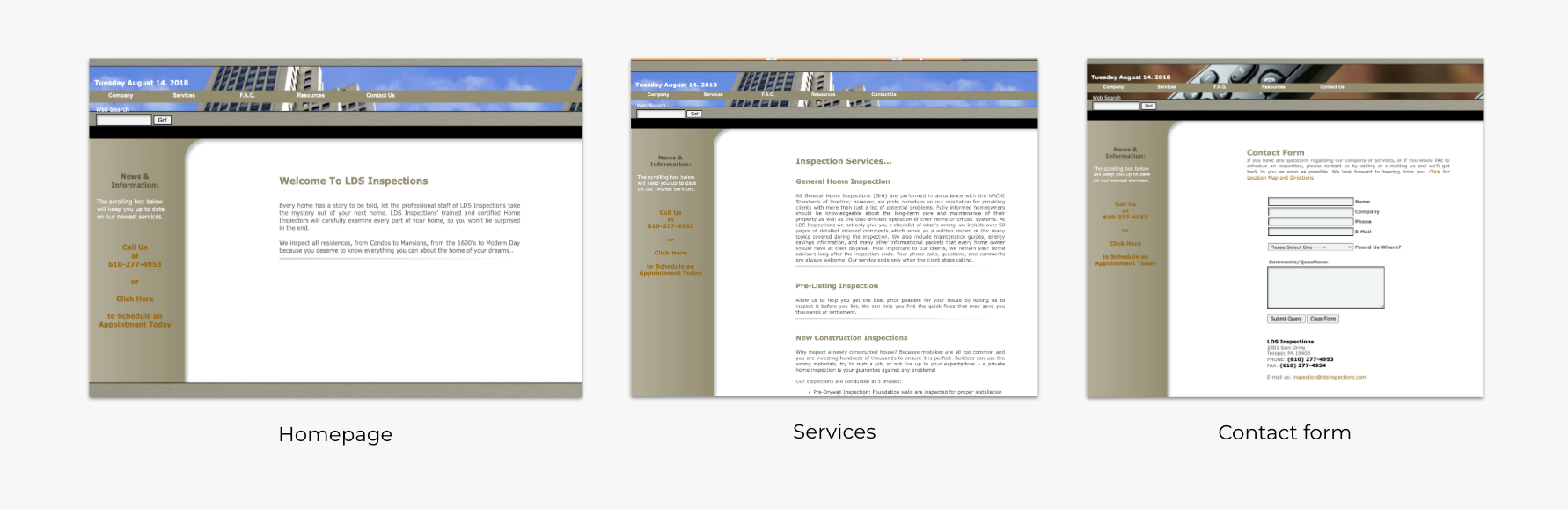 This image shows how the client's site used to look. 